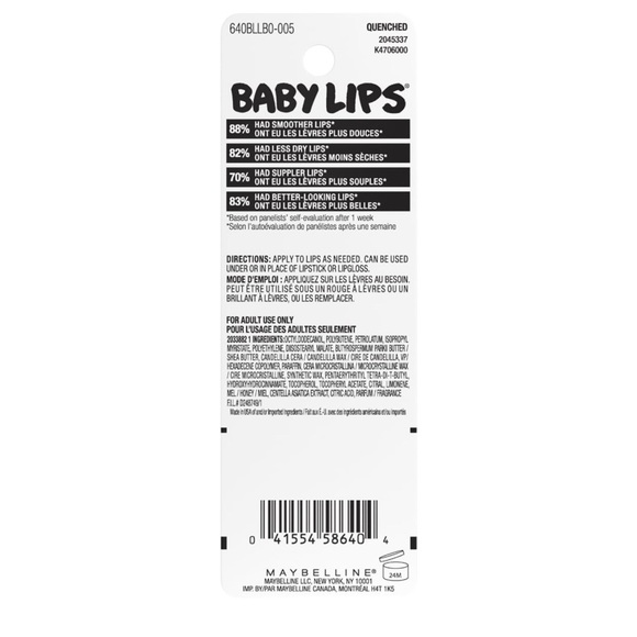 5/$15 Maybelline Baby Lips Moisturizing Lip Balm, Quenched - Picture 4 of 5